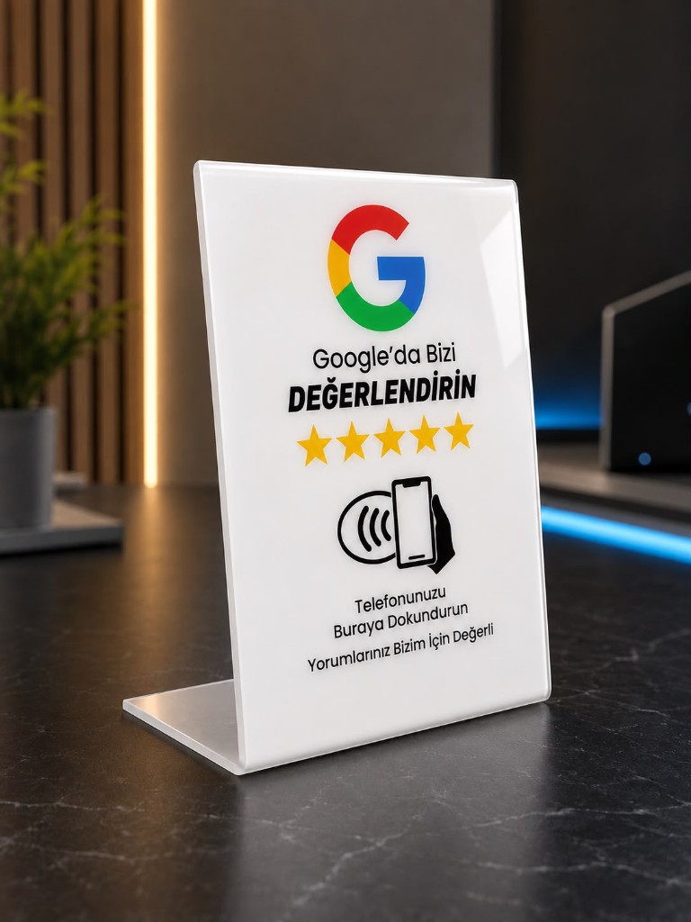 NFC Google yorum standı — telefonu dokundur, Google'da değerlendir